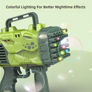 Machine à <span class=keywords><strong>bulles</strong></span> 32 trous, pistolet à <span class=keywords><strong>bulles</strong></span>, lanceur de fusées dinosaure, jouet d'été électrique portable avec lumière pour enfants - Product Image 3