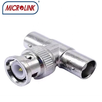 Accessoires CCTV - Connecteur coaxial RF à visser - Adaptateur BNC en T 3 voies - 1 femelle mâle vers 2 femelles