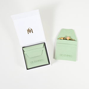 GLAMPKG Printed LOGO Luxury Closure Magnetic Jewelry Box Microfiber <b>Envelop</b> Pouch for Jewellery <b>Gift</b> Paper Packaging - Product Image 5