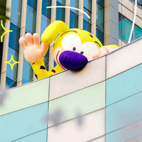 Modèle gonflable lumineux en latex de léopard de dessin animé, poupée suspendue en position assise pour affichage en centre commercial, pour bébés de 0 à 24 mois