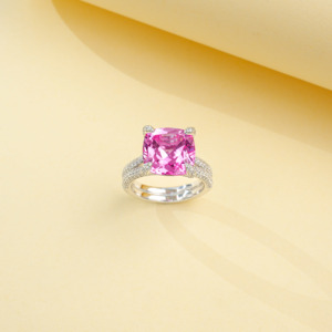 แหวนเงินแท้ 925 ประดับพลอยแซฟไฟร์พัพพารัดชา - Product Image 3