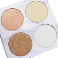 Poudre de surligneur pour le visage 4 couleurs à haute teneur en pigments Logo personnalisé Produit de maquillage à usage quotidien disponible avec marque privée sans étiquette