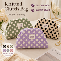 Tas Rajut Logo Kustom Motif Polkadot, Dompet Fashion Trendi, Tas Pesta Malam, Kantong Makeup, Warna Dapat Disesuaikan untuk Wanita