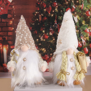 Luxury White Gold Christmas Gnome Plush <b>Doll</b> Faceless Gnome Ornament For Tabletop Xmas Home Decoration - Product Image 3