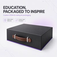 Caja Rígida Personalizada con Asa de Cuero e Inserto de Espuma, Kit de Codificación Robótica STEM, Caja de Regalo Educativa, Negro Mate OEM ODM