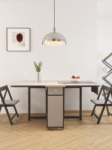 AHS High-end slab <b>dining</b> <b>table</b> <b>foldable</b> side-mounted wheeled telescopic suitable for small apartments and home use - Product Image 4