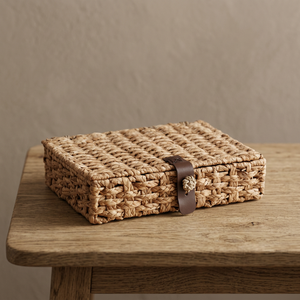 Cesta de Almacenamiento Multifuncional Rectangular de Jacinto de Agua Tejido a Mano, Estilo Moderno, para Organización en Baño y Cocina - Product Image 3