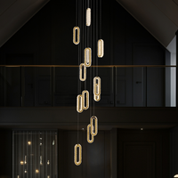 Luminaire suspendu moderne à hauteur réglable pour plafond haut, villa, hôtel, hall, escalier, lampe LED de luxe en cristal doré