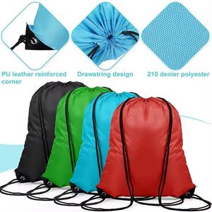 Sac à cordon portable en polyester imperméable, tendance, écologique, personnalisable, avec fermeture éclair, unisexe - Product Image 4