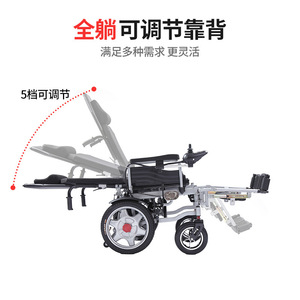 Electric Wheelchair Four-Wheeled Reclining High-Back Portable <b>Foldable</b> Black 15kg Carbon Steel Built-In Battery CE Certified - Product Image 3