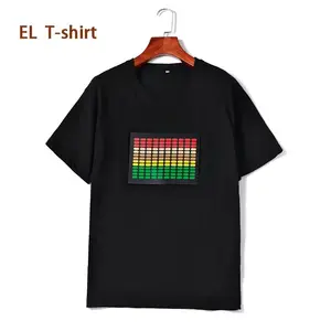 Custom EL Light Up T-Shirt Sound Activated led t shirt el flashing t shirt with inverter