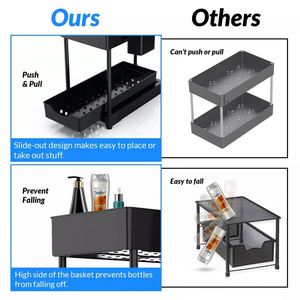 Durable 2 Tier Double PP <b>Plastic</b> Eco-Friendly Modern Multifunction Non-Folding Standing Type Kitchen Storage Organizer <b>Rack</b> for - Product Image 3