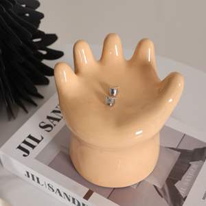 सिरेमिक हाथ के आकार हाथी गहने भंडारण ट्रे प्रवेश द्वार सजावट कुंजी भंडारण, कमरे की सजावट, अच्छी चीजें, क्रिसमस उपहार - Product Image 2