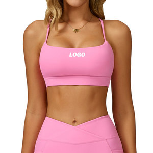 Soutien-gorge de yoga pour <span class=keywords><strong>femme</strong></span> avec logo personnalisé, design dos croisé, sensation de nu, respirant, couleur unie, pour le vélo, la salle de sport, les sports, Conjuntos Para Mujeres - Product Image 1