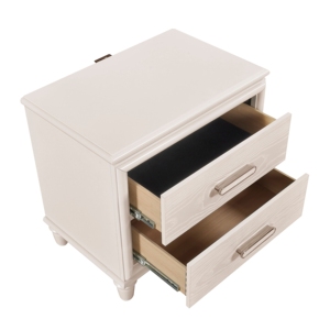 Modern Glam Two <b>Drawer</b> Nightstand Wooden Bedside Cabinet <b>Storage</b> Furniture - Product Image 4