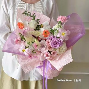 Papier et cartons d'emballage pour bouquets de fleurs faites à la main <span class=keywords><strong>en</strong></span> résine enduite imperméable, vente <span class=keywords><strong>en</strong></span> gros - Product Image 2