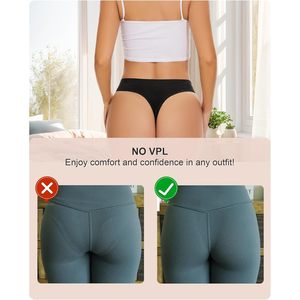 Lot de 5 Culottes Thong Femme Sans Coutures Taille Haute Tanga Invisible Respirantes Confortables pour l'Entraînement - Product Image 5