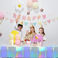 Nappe en PE irisée brillante jetable, effet laser, rectangulaire, pour décoration de fête d'anniversaire, discothèque, mariage