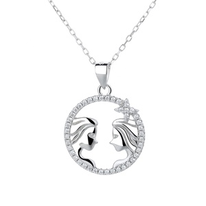 925 Sterling Silver Zodiac Signs Symbol Horoscop <strong>Gemini</strong> Pendant Chain <strong>Necklace</strong> - Product Image 1