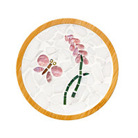 Sous-verres mosaïques DIY de la série florale faits à la main, plaques isolantes thermiques, kit créatif pour cours d'art avec motifs de collage, formes circulaires et carrées