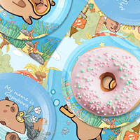140 pièces de vaisselle jetable écologique sur le thème du capybara pour fête d'anniversaire, assiettes et serviettes en papier pour enfants, fête prénatale