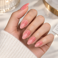 Faux ongles H3 Kaixin couleur pêche corail, courts, forme amande, à presser, finition rose brillante, fournitures pour manucure française