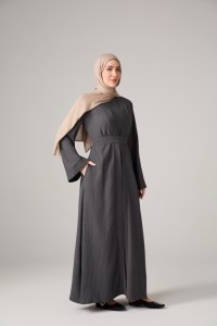 Ensemble Abaya Ouverte Traditionnelle Musulmane Islamique Vêtements Accessoires <span class=keywords><strong>Maxi</strong></span> Robe Aïd pour Jilbab Tenue Quotidienne Kaftan Anthracite 2 Pièces - Product Image 4