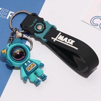 Haute qualité 3D Anime caoutchouc porte-clés pendentif en gros dessin animé astronaute porte-clés pour cadeaux