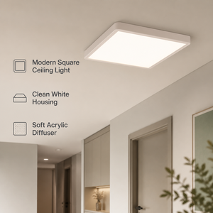 โคมไฟเพดาน LED ทรงสี่เหลี่ยมทันสมัย 26W 3CCT แสงสามสี อะคริลิคติดตั้งบนพื้นผิว สำหรับห้องนอน ห้องนั่งเล่น ทางเดินในบ้าน - Product Image 2