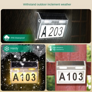 Thép không gỉ năng lượng mặt trời nhà cửa số địa chỉ dấu hiệu LED ánh sáng ngoài trời năng lượng mặt trời đèn tường với IP65 cho vườn cảnh quan sắt cơ thể - Product Image 6