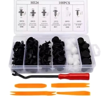 HE26 100 pièces Clips de fixation à pression pour panneaux de pare-chocs de voiture et assortiment de fixations automobiles Accessoires automobiles