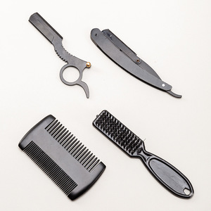 Ensemble de soins de la <span class=keywords><strong>barbe</strong></span> Playboy en quatre pièces, rasoir pliant, porte-anneau, brosse, peigne, sac de rangement, noir, <span class=keywords><strong>kit</strong></span> de toilettage pour adultes - Product Image 2