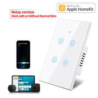 Sakelar Sentuh Pintar WiFi untuk Kontrol HomeKit Siri 1/2/3/4 Gang Bahan ABS Tahan Air Mode Ganda