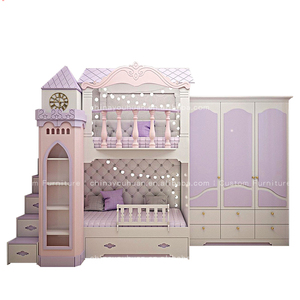 Letto a Castello Principessa, Letto a Due Piani da Sogno per Camere da Letto di Bambine, Letto a Castello per Bambini in Legno Massello con Design Multifunzionale Personalizzato - Product Image 5