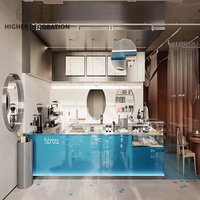 Mostrador de Café Personalizado con Vidrio Laminado, Iluminación y Exhibición de Dulces, Mostrador de Acero Inoxidable para Cafetería