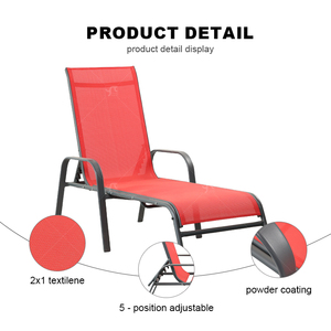 كرسي استلقاء شاطئي قابل للتكديس بخمس وضعيات قابل للتعديل من التيسلين 2×1 للاستخدام الخارجي، سرير استرخاء للحدائق والفنادق والشرفات - Product Image 2