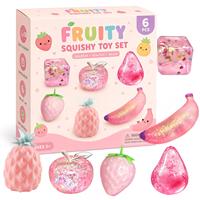 Nouveau Coffret Cadeau Unisexe de 6 Jouets de Décompression à Presser en TPR, Motif Fruits Mignons, pour Enfants de 5 à 7 Ans, Design Original et Créatif