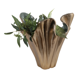 Vaso in Metallo con Volant, Vaso Moderno in Alluminio per Fiori, Decorazione per Casa, Tavolo o Ufficio, Stile Capri - Product Image 2