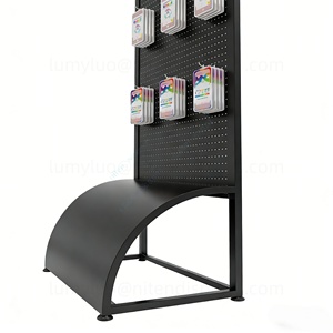 Présentoir métallique perforé avec crochets, étagère de sol simple face pour étuis de téléphone, films, chargeurs, 3C en magasin de réparation de détail - Product Image 6