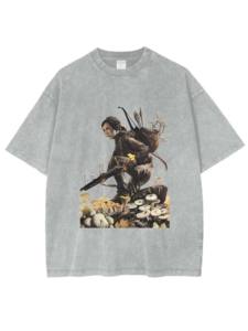 Película el último videojuego Camisetas Verano 100% Algodón Hombro caído Cuello redondo Peso pesado Lavado ácido - Product Image 3