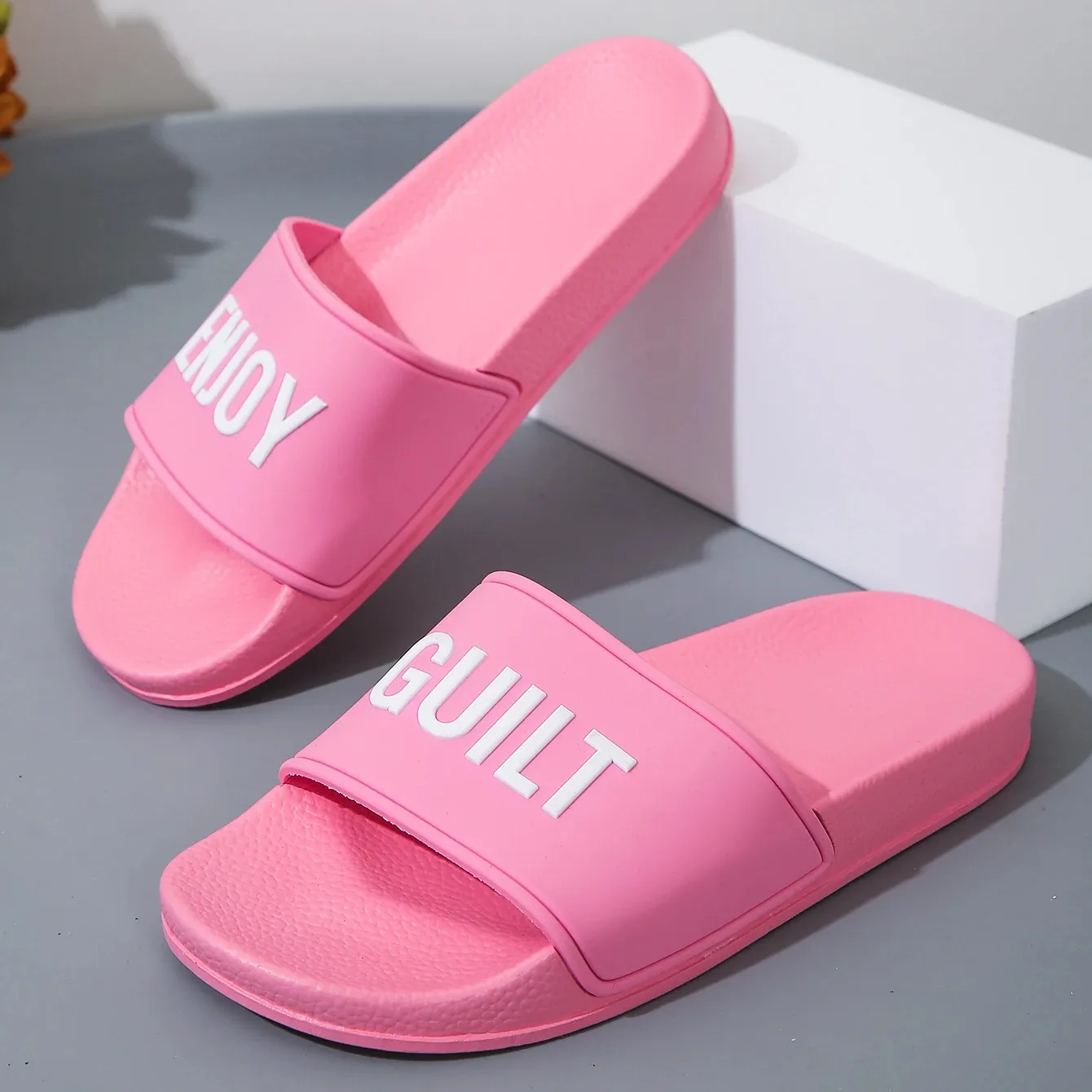 Happyslides Slides Slippers Pink,Flat Slippers For Womens Wholesale Sandals Custom Slides,Ladies Pink Slippers Slides Sandals