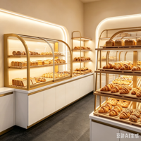Kommerzielle Bäckerei LED-Schrank Vitrine Metall Glas Insel für Mall Retail Store Kuchen Display Backen Eisen Material