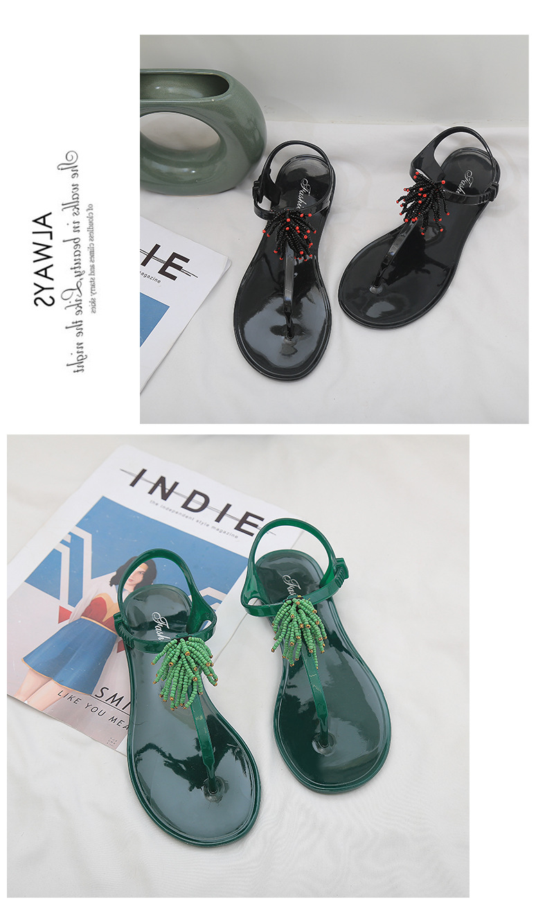 Women's Shoes Tassel Flat Beach Shoes Toe Roman Sandals Ladies Slippers
