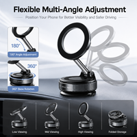 Support de téléphone magnétique pour voiture en alliage d'aluminium CNC et ABS, bras réglable, rotation à 360 degrés, base à ventouse antidérapante réutilisable