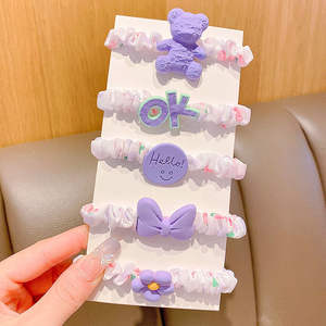 5PCS फूल प्यारा बच्चों Scrunchy बाल संबंधों रस्सी सेट स्टार बच्चों लड़कियों सामान लचीला हेयर रबर बैंड महिलाओं के लिए - Product Image 3