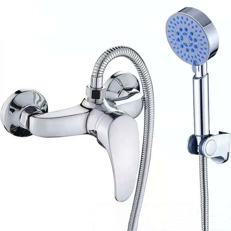 Economic Zinc Wall Mounted Chrome Mixer Bathroom Shower Set Bathtub Faucet With Hand Shower