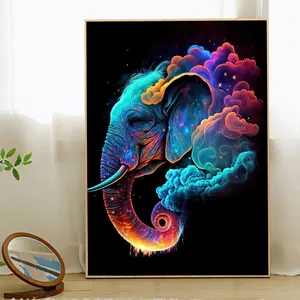 다채로운 구름 코끼리 추상 벽 예술 회화 현대 가정 장식 벽 그림 캔버스 거실 인쇄