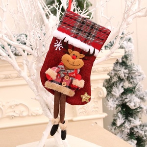 Weihnachtsdekoration Stoffstrumpf-Anhänger Puppen Dreidimensionale Jute-Socken Geschenktasche Langbeinige Strümpfe - Product Image 6