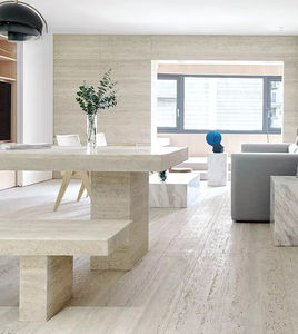 Carreaux de revêtement mural en travertin beige à double chargement, matériau de construction, porcelaine polie, travertin blanc - Product Image 4