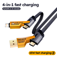 SDL 1M 2M 1.5M Nouveau Style Mech Blade 4 en 1 Charge Rapide 2 à 2 PD 27W Câble de Charge Double Type-c 65W Câble de Données Tressé en Tissu